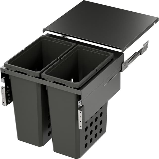 Hamper Pull Out in Carbon Steel Gray, For Frameless Cabinets Vauth Sagel