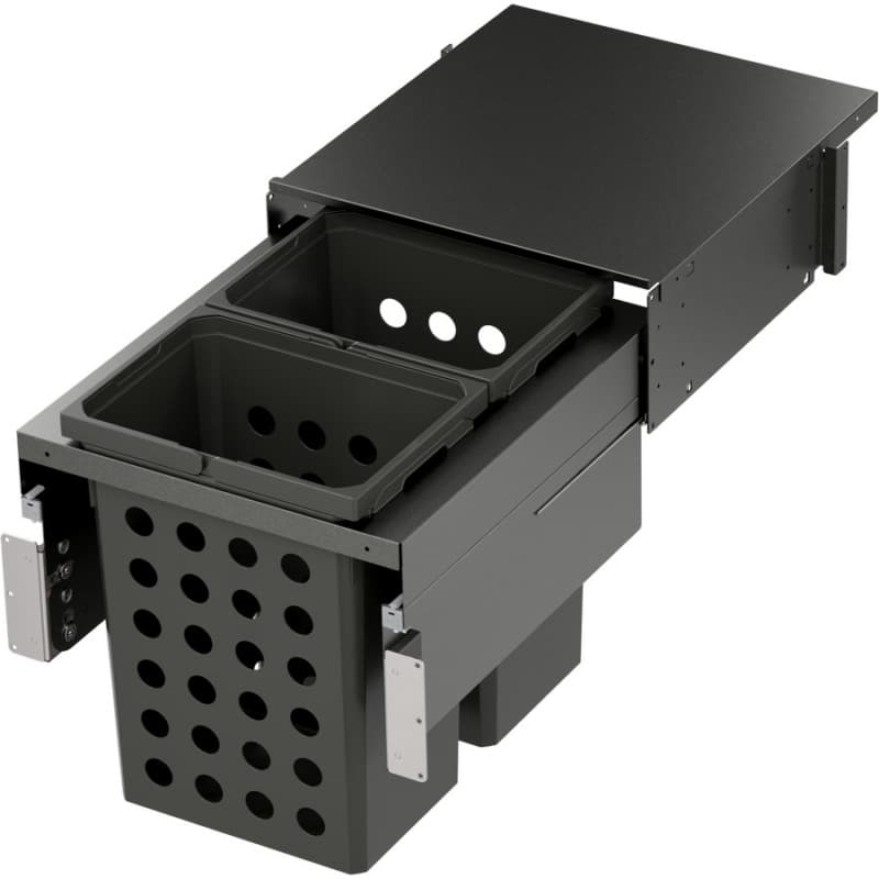 WASH Space XX Double 35QT Full Height Hamper System for 18" Cabinet Opening, Carbon Steel Gray