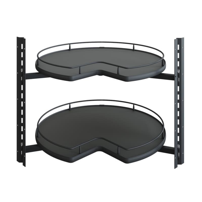 27" VS COR® Wheel Pro Kidney Shaped 2 Tray Scalea Lazy Susan, Carbon Steel Gray