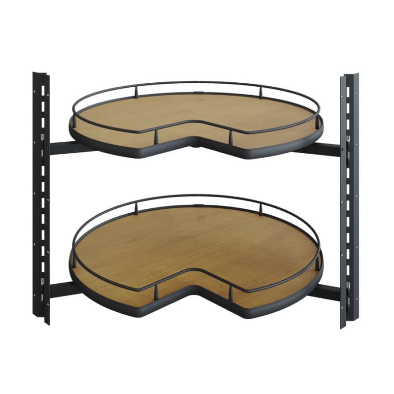 27" VS COR® Wheel Pro Kidney Shaped 2 Tray Scalea Lazy Susan, Maple