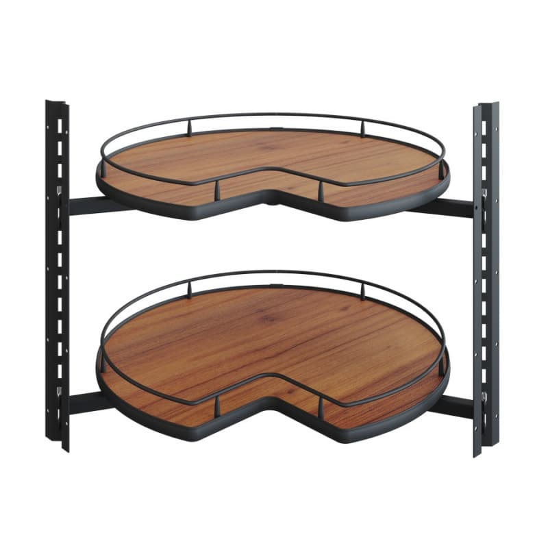 29" VS COR® Wheel Pro Kidney Shaped 2 Tray Scalea Lazy Susan, Walnut