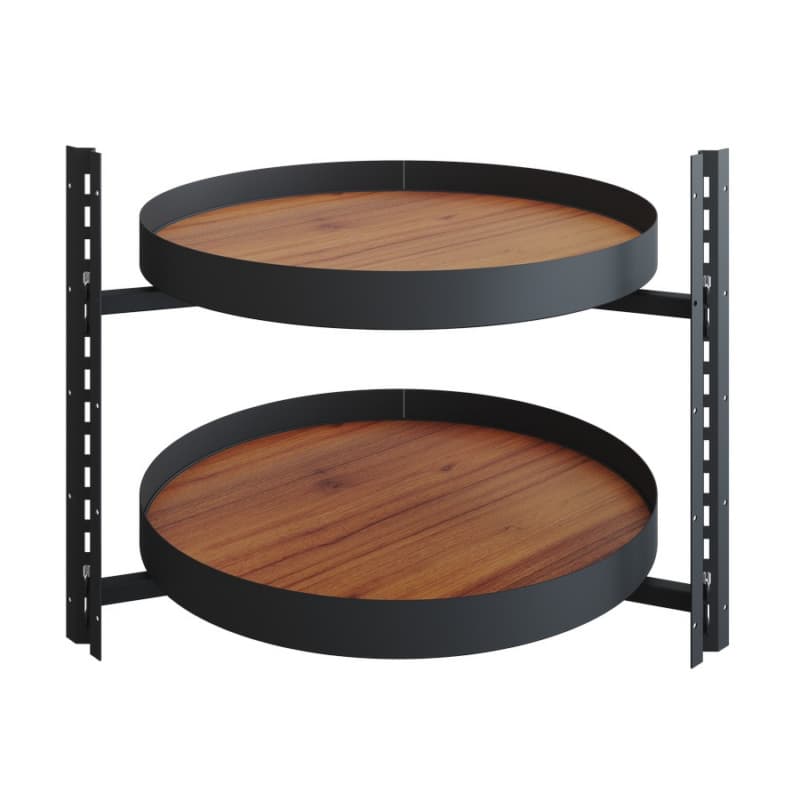 29" VS COR® Wheel Pro Full-Circle Shaped 2 Tray Planero Lazy Susan, Walnut