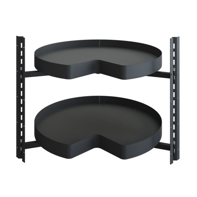 29" VS COR® Wheel Pro Kidney Shaped 2 Tray Planero Lazy Susan, Carbon Steel Gray