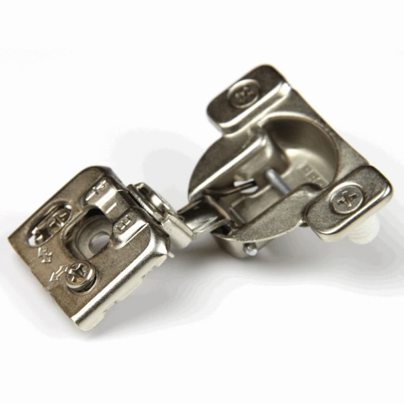 H8 105° Opening Wrap-Around Face Frame Hinge, 45mm Boring Pattern, Self-Close-Ready, 1/2" Overlay, Dowelled