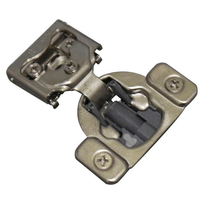 E8 105° Opening Wrap-Around Face Frame Hinge, 45mm Boring Pattern, Soft-Closing, 1-1/4" Overlay, Dowelled