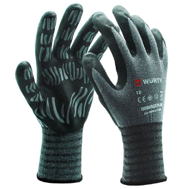 Large Tigerflex Plus Nylon/Spandex Nitrile Foam Coated Gloves, Gray