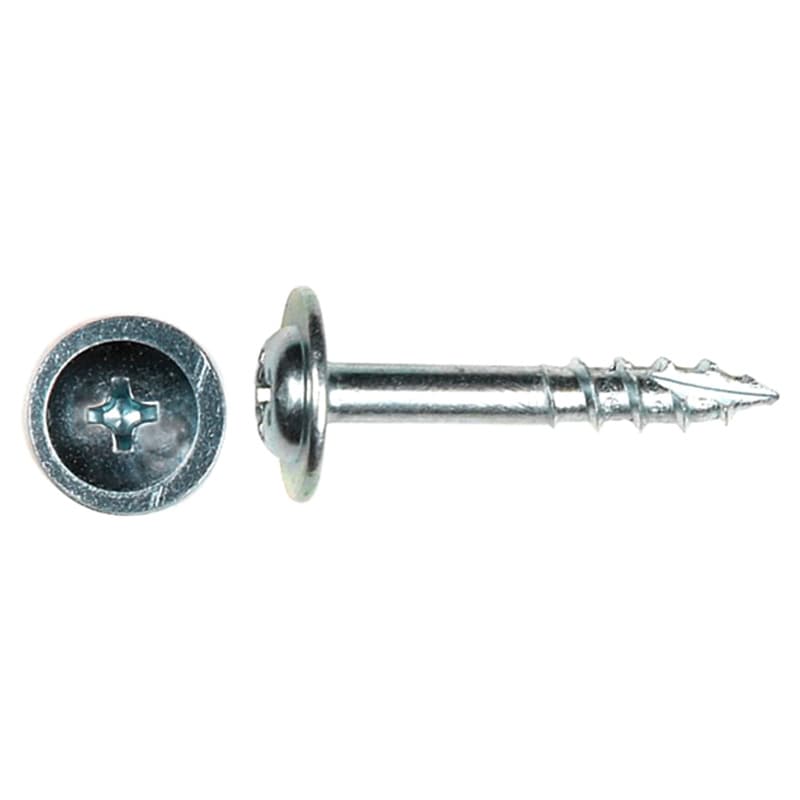 #8 x 1" Modified Washer Head Drawer Front Adjusting Screw, Phillips Drive Coarse Thread and Type 17 Auger Point, Zinc, Box of 7 Thousand by Wurth
