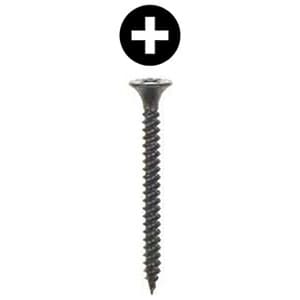 #7 x 1-1/4" Bugle Head Drywall Screw, Phillips Drive Fine Thread and Sharp Point, Black, Box of 8 Thousand by Wurth