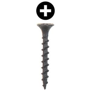 #7 x 1-1/8" Bugle Head Drywall Screw, Phillips Drive Coarse Thread and Sharp Point, Black, Box of 10 Thousand by Wurth