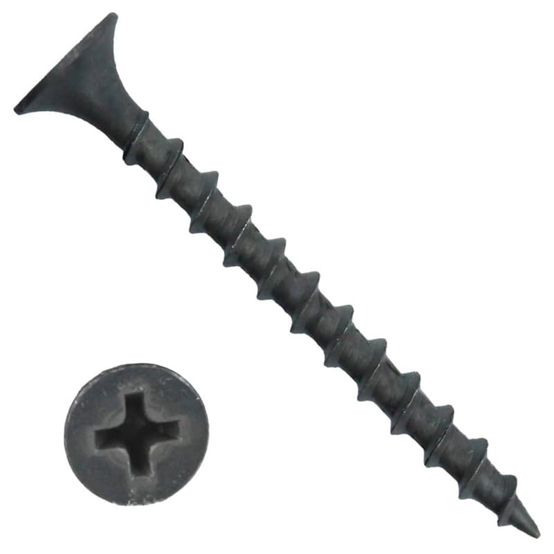 #7 x 1" Bugle Head Drywall Screw, Phillips Drive Coarse Thread and Sharp Point, Black, Box of Thousand by Wurth