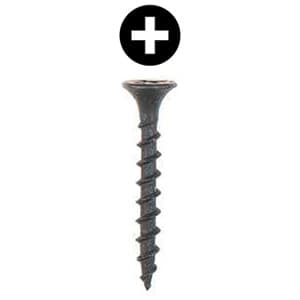 #7 x 2-1/4" Bugle Head Drywall Screw, Phillips Drive Coarse Thread and Sharp Point, Black, Box of 1 Thousand by Wurth