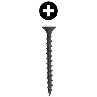 #8 x 3" Bugle Head Drywall Screw, Phillips Drive Coarse Thread and Sharp Point, Black, Box of 1 Thousand by Wurth