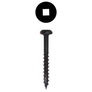 #6 x 1-1/2" Pan Head Face Frame/Pocket-Hole Screw, Square Drive Coarse Thread and Type 17 Auger Point, Black, Box of 1 Thousand by Wurth