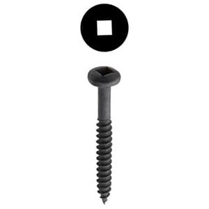 #6 x 1-1/4" Pan Head Face Frame/Pocket-Hole Screw, Square Drive Fine Thread and Type 17 Auger Point, Black, Box of 10 Thousand by Wurth