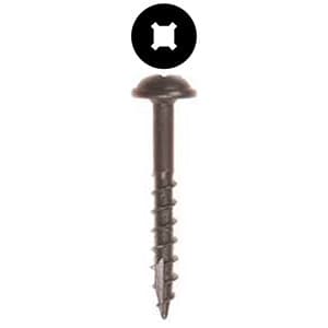 #8 x 1-1/2" Round Washer Head Face Frame/Pocket-Hole Screw, Combo Drive Coarse Thread and Type 17 Auger Point, Black, Box of Thousand by Wurth