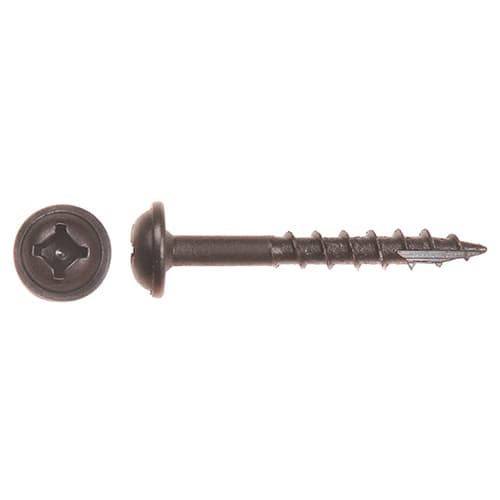 #8 x 1-1/2" Round Washer Head Face Frame/Pocket-Hole Screw, Combo Drive Coarse Thread and Type 17 Auger Point, Black, Box of 5 Thousand by Wurth