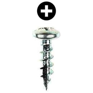 #10 x 3/4" Pan Head Hinge/Drawer Slide Screw, Phillips Drive Coarse Thread and Type 17 Auger Point, Nickel, Box of Thousand by Wurth