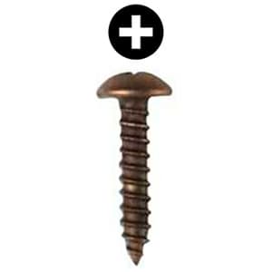 #6 x 1/2" Truss Head Hinge/Drawer Slide Screw, Phillips Drive Standard Thread and Sharp Point, Antique Brass, Box of 1 Hundred by Wurth