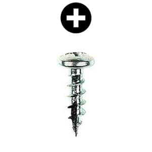 #6 x 5/8" Pan Head Hinge/Drawer Slide Screw, Phillips Drive Coarse Thread and Type 17 Auger Point, Zinc, Box of Thousand by Wurth