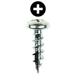 #8 x 3/4" Pan Head Hinge/Drawer Slide Screw, Phillips Drive Coarse Thread and Type 17 Auger Point, Zinc, Box of 10 Thousand by Wurth