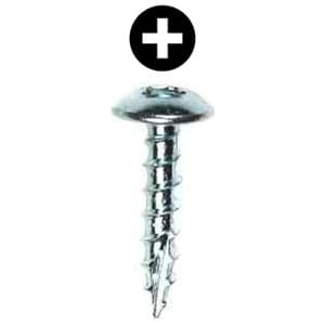 #8 x 3/4" Truss Head Hinge/Drawer Slide Screw, Phillips Drive Coarse Thread and Type 17 Auger Point, Zinc, Box of Thousand by Wurth