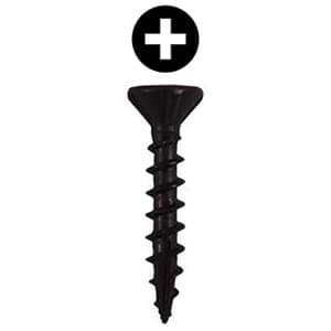 #8 x 1-1/2" Flat Head Assembly Screw, Phillips Drive Coarse Thread with Nibs and Type 17 Auger Point, Black, Box of 7 Thousand by Wurth