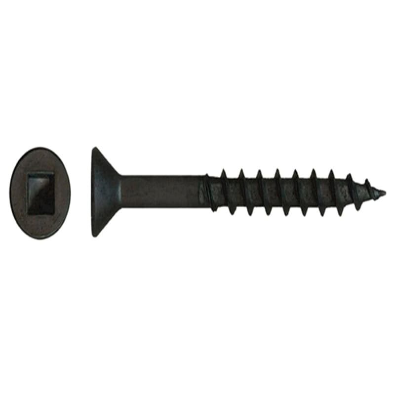 #8 x 1-1/2" Flat Head Assembly Screw, Square Drive Coarse Thread with Nibs and Type 17 Auger Point, Black, Box of Thousand by Wurth