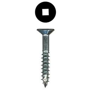 #8 x 1-1/2" Flat Head Assembly Screw, Square Drive Coarse Thread with Nibs and Type 17 Auger Point, Zinc, Box of Thousand by Wurth