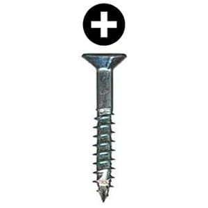 #8 x 1-1/4" Flat Head Assembly Screw, Phillips Drive Coarse Thread with Nibs and Type 17 Auger Point, Zinc, Box of Thousand by Wurth