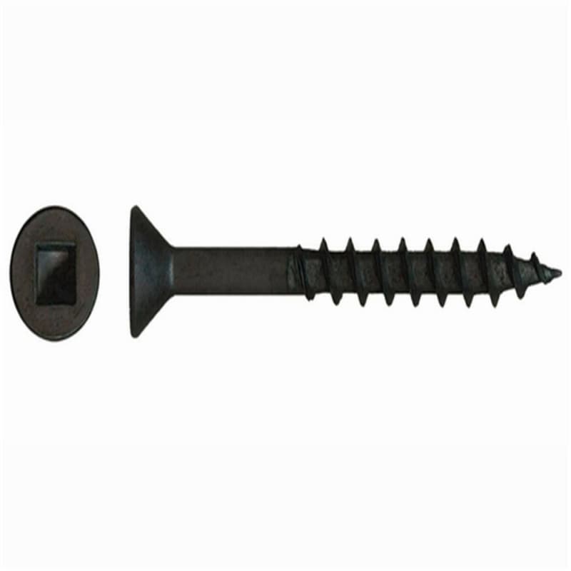 #8 x 1-1/4" Flat Head Assembly Screw, Square Drive Coarse Thread with Nibs and Type 17 Auger Point, Black, Box of Thousand by Wurth