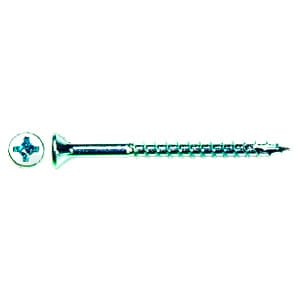 #8 x 1-3/4" Flat Head Assembly Screw, Phillips Drive Coarse Thread with Nibs and Type 17 Auger Point, Zinc, Box of Thousand by Wurth