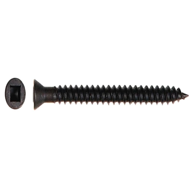 #8 x 1-5/8" Flat Head Assembly Screw, Square Drive Coarse Thread with Nibs and Type 17 Auger Point, Black, Box of 5.5 Thousand by Wurth