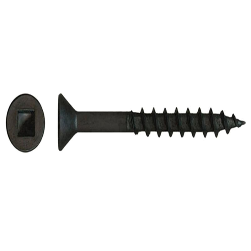 #8 x 1-5/8" Flat Head Assembly Screw, Square Drive Coarse Thread with Nibs and Type 17 Auger Point, Black, Box of Thousand by Wurth