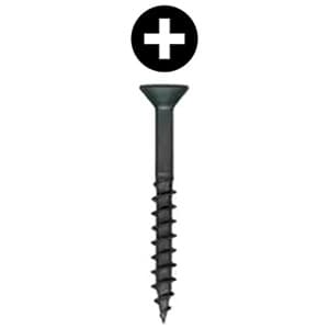 #8 x 2" Flat Head Assembly Screw, Phillips Drive Coarse Thread and Regular Point, Black, Box of 4 Thousand by Wurth
