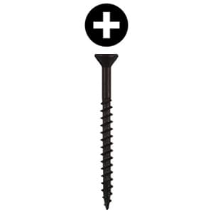 #8 x 2-1/2" Flat Head Assembly Screw, Phillips Drive Coarse Thread with Nibs and Type 17 Auger Point, Black, Box of Thousand by Wurth