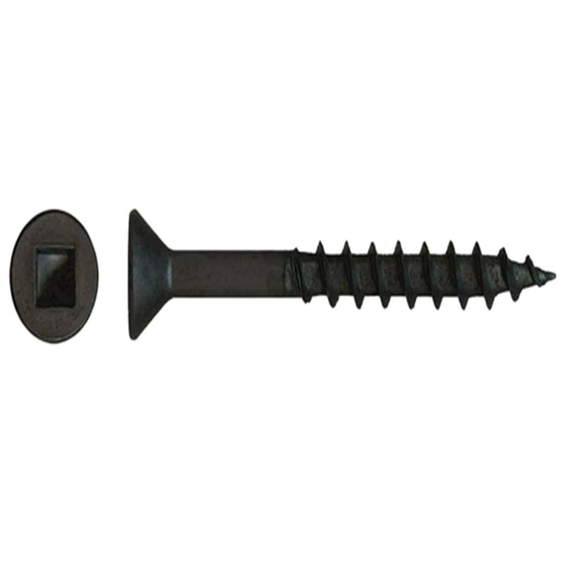 #8 x 2-1/2" Flat Head Assembly Screw, Square Drive Coarse Thread with Nibs and Type 17 Auger Point, Black, Box of Thousand by Wurth