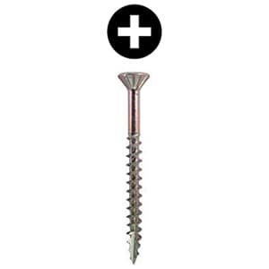 #8 x 3" Flat Head Assembly Screw, Phillips Drive Coarse Thread with Nibs and Type 17 Auger Point, Zinc, Box of Thousand by Wurth