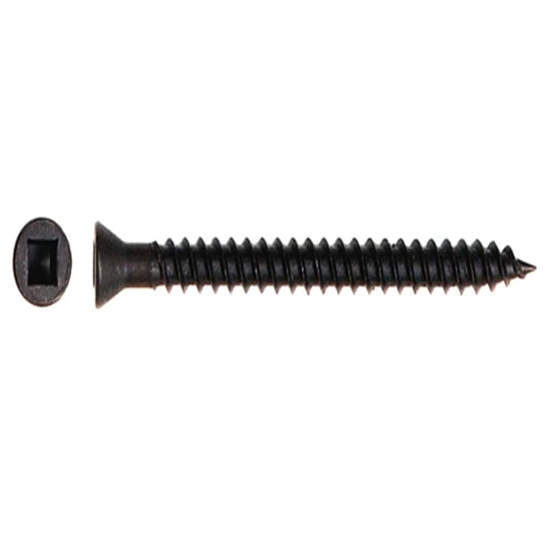 #8 x 3" Flat Head Assembly Screw, Square Drive Coarse Thread with Nibs and Type 17 Auger Point, Black, Box of 2 Thousand by Wurth