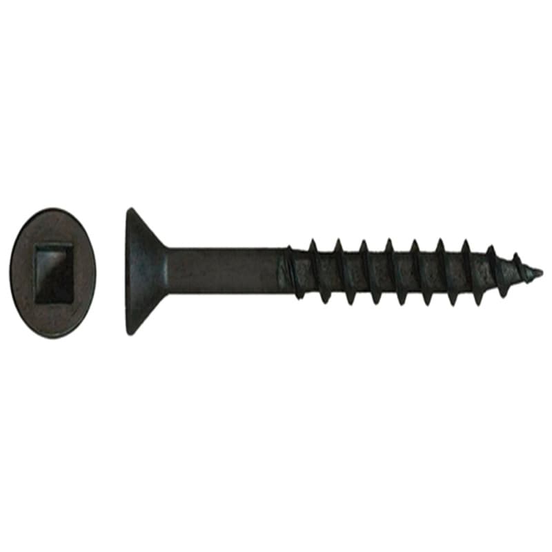 #8 x 3" Flat Head Assembly Screw, Square Drive Coarse Thread with Nibs and Type 17 Auger Point, Black, Box of Thousand by Wurth