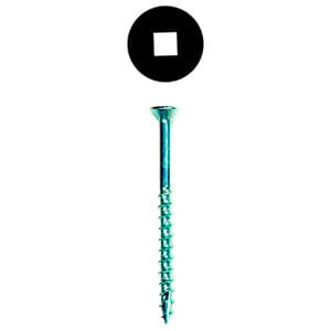 #8 x 3" Flat Head Assembly Screw, Square Drive Coarse Thread with Nibs and Type 17 Auger Point, Zinc, Box of Thousand by Wurth