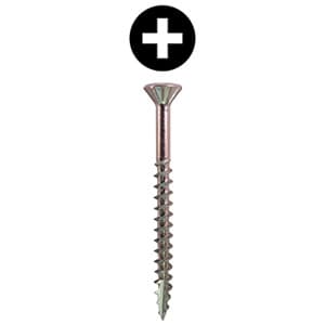 #8 x 1-5/8" Flat Head Assembly Screw, Phillips Drive Coarse Thread with Nibs and Type 17 Auger Point, Zinc, Bucket of 3.5 Thousand by Wurth
