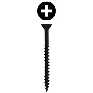 #8 x 3" Flat Head Assembly Screw, Phillips Drive Coarse Thread with Nibs and Type 17 Auger Point, Black, Box of 2 Thousand by Wurth