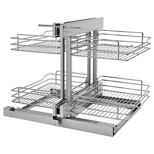 31-5/8" 4-Tier Scalea Blind Corner Pull-Out Basket with 17-1/2" Cabinet Opening, Carbon Steel Gray