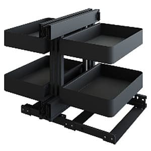 27-1/4" 4-Tier Planero Blind Corner Pull-Out Basket with 15" Cabinet Opening, Carbon Steel Gray