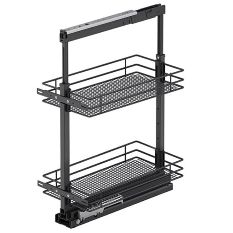 11" 2-Tier Saphir Pullout Basket with Soft Close, Carbon Steel Gray