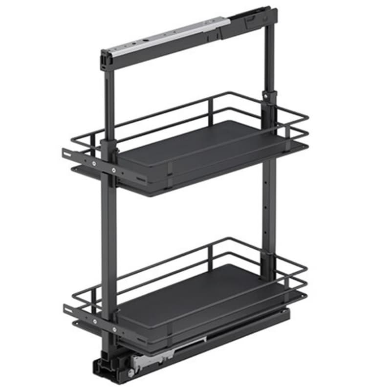 11" 2-Tier Scalea Pullout Basket with Soft Close, Carbon Steel Gray