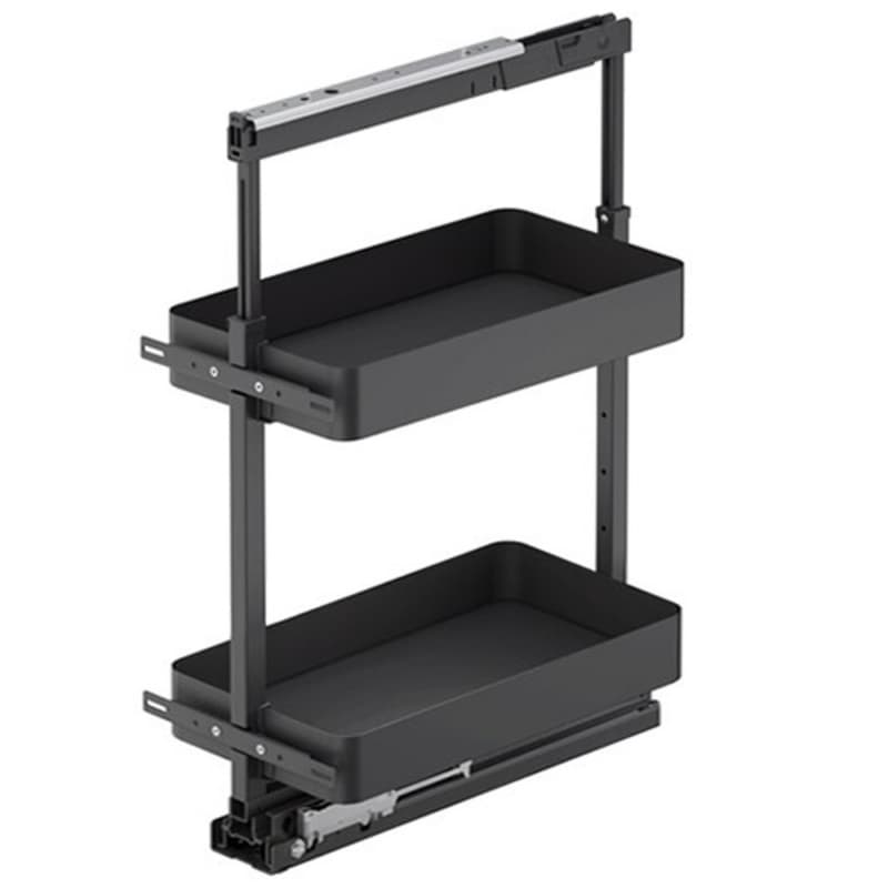11" 2-Tier Planero Pullout Basket with Soft Close, Carbon Steel Gray