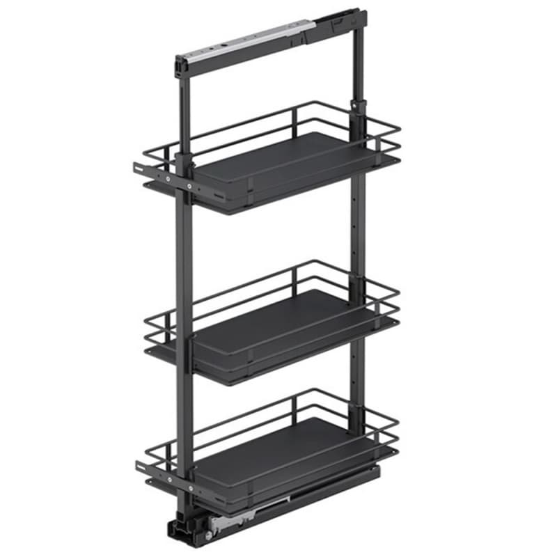 11" 3-Tier Scalea Pullout Basket with Soft Close, Carbon Steel Gray