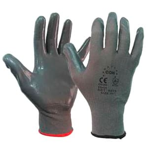 Extra-Large Nitrile Well Nit Coated Gloves, Gray (12 Pack)