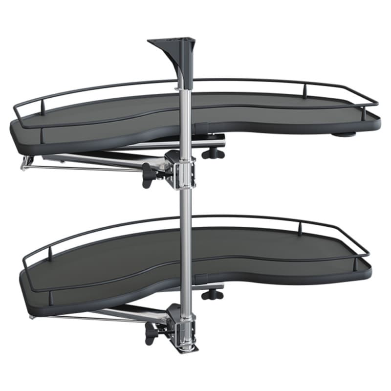 2-Tier Scalea Blind Corner Pull-Out with Soft-Closing for 24" Cabinet Opening, Carbon Steel Gray